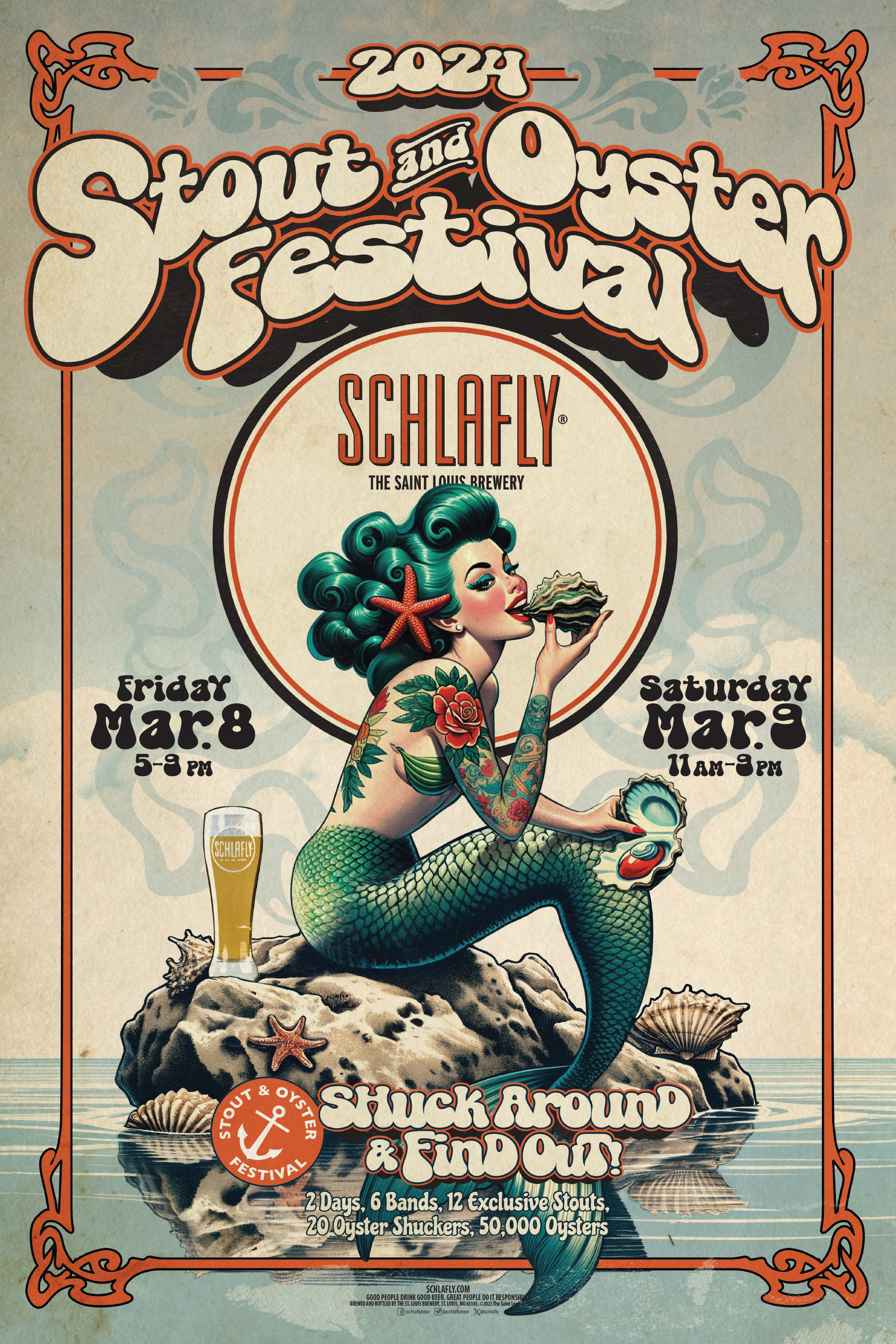 Stout Oyster Fest Poster Antiqued